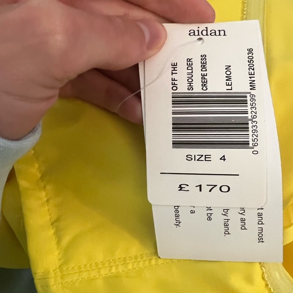 AIDAN MATTOX Off-the-shoulder Crepe Column Gown In Lemon - Picture 3 of 3